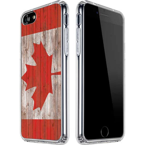 Canadian Flag Dark Wood iPhone SE (2nd & 3rd Gen) Clear Case